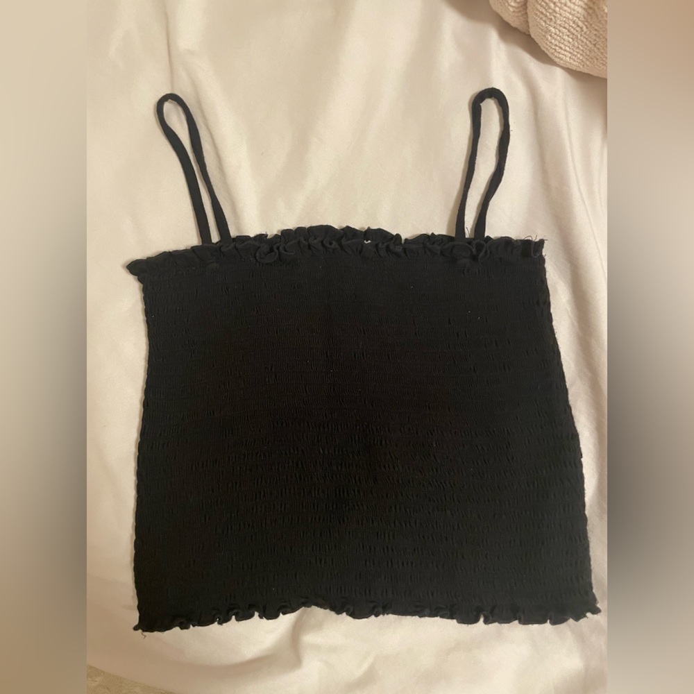 Black cami top with straps that can be tucked in